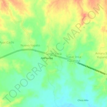 Mappa topografica Sinchi Roca, altitudine, rilievo