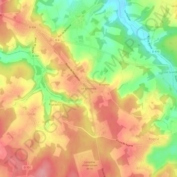 Mappa topografica Le Boisseau, altitudine, rilievo