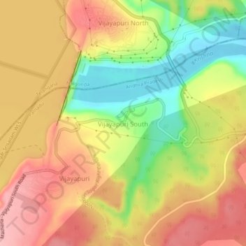 Mappa topografica Vijayapuri South, altitudine, rilievo