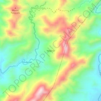 Mappa topografica Virginia, altitudine, rilievo