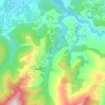 Mappa topografica Ozuela (barrio del Río), altitudine, rilievo
