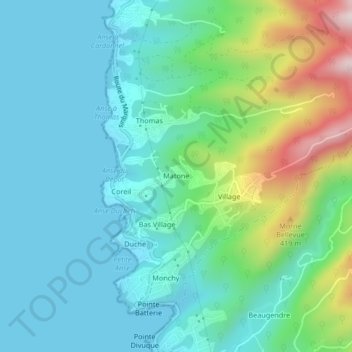 Mappa topografica Matone, altitudine, rilievo