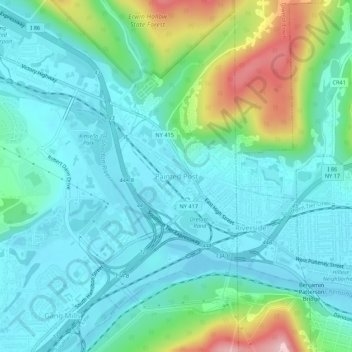 Mappa topografica Painted Post, altitudine, rilievo