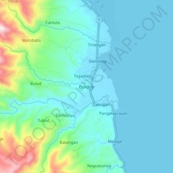 Mappa topografica Bindoy, altitudine, rilievo
