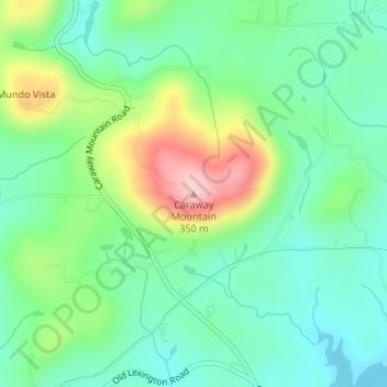 Mappa topografica Caraway Mountain, altitudine, rilievo