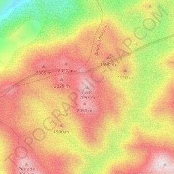 Mappa topografica Lines, altitudine, rilievo