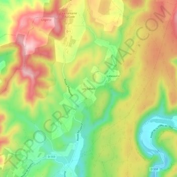 Mappa topografica Les Silhols, altitudine, rilievo