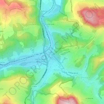 Mappa topografica La Mothe, altitudine, rilievo