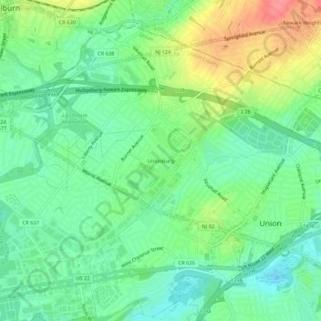 Mappa topografica Unionburg, altitudine, rilievo
