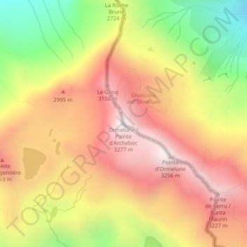 Mappa topografica Pointe d'Archeboc, altitudine, rilievo