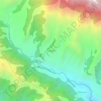 Mappa topografica Dhaggar, altitudine, rilievo