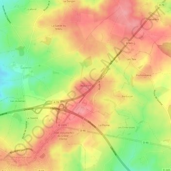 Mappa topografica Beaufort, altitudine, rilievo