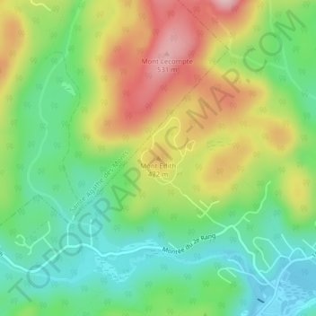 Mappa topografica Mont Edith, altitudine, rilievo