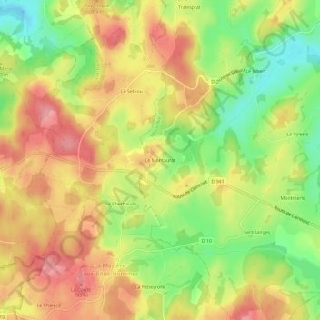 Mappa topografica Le Montaurat, altitudine, rilievo