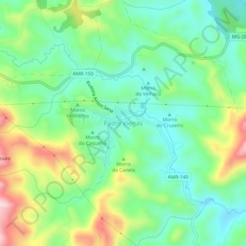 Mappa topografica Padre Viegas, altitudine, rilievo
