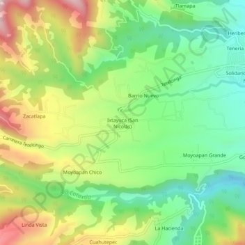 Mappa topografica Ixtayuca (San Nicolás), altitudine, rilievo