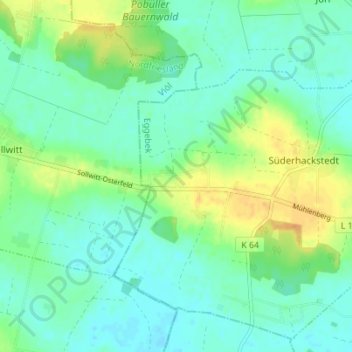 Mappa topografica Koxbüll, altitudine, rilievo