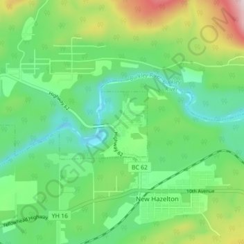 Mappa topografica Hagwilget, altitudine, rilievo
