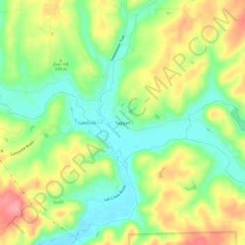 Mappa topografica Taggart, altitudine, rilievo