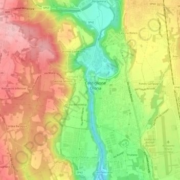 Mappa topografica Mulino, altitudine, rilievo