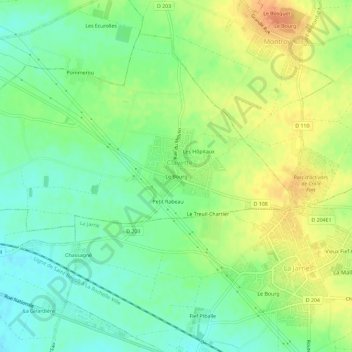 Mappa topografica Le Bourg, altitudine, rilievo