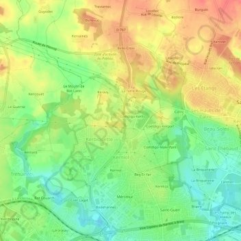 Mappa topografica Kerdogan, altitudine, rilievo