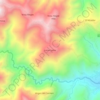 Mappa topografica Loma Santa, altitudine, rilievo