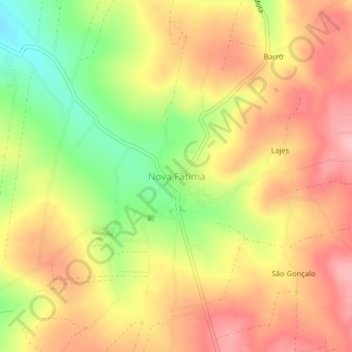 Mappa topografica Nova Fátima, altitudine, rilievo