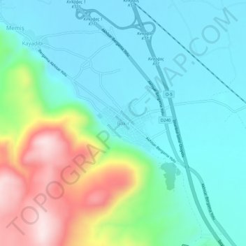 Mappa topografica Bakır, altitudine, rilievo