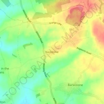 Mappa topografica Nailstone, altitudine, rilievo