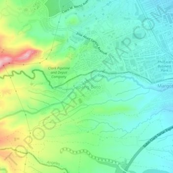Mappa topografica Sapang Bato, altitudine, rilievo