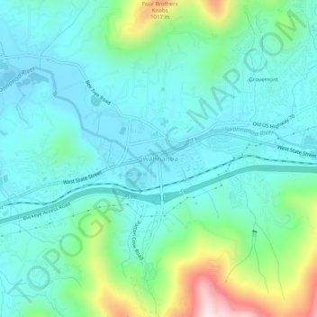 Mappa topografica Swannanoa, altitudine, rilievo