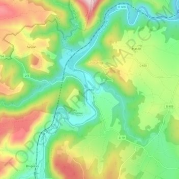 Mappa topografica Lanau, altitudine, rilievo