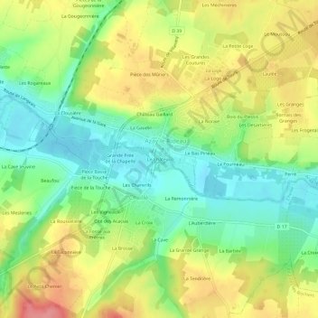 Mappa topografica Le Château, altitudine, rilievo