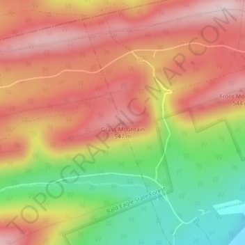 Mappa topografica Grass Mountain, altitudine, rilievo