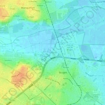 Mappa topografica Campillau, altitudine, rilievo
