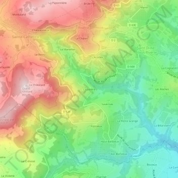 Mappa topografica La Jurière, altitudine, rilievo