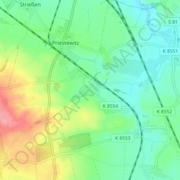 Mappa topografica Stauda, altitudine, rilievo