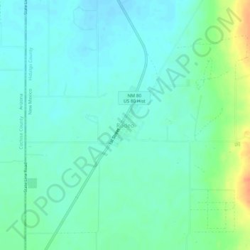 Mappa topografica Rodeo, altitudine, rilievo