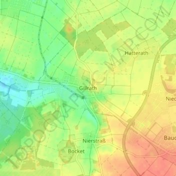 Mappa topografica Gillrath, altitudine, rilievo