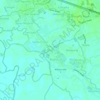 Mappa topografica Atlag, altitudine, rilievo