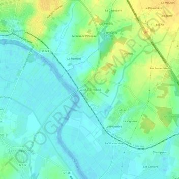 Mappa topografica Saint-Clément, altitudine, rilievo