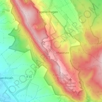 Mappa topografica Holzen-Ith, altitudine, rilievo