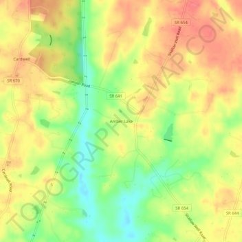Mappa topografica Amber Lake, altitudine, rilievo