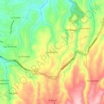 Mappa topografica Santa Rosa, altitudine, rilievo