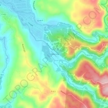 Mappa topografica Piedras Lisas, altitudine, rilievo