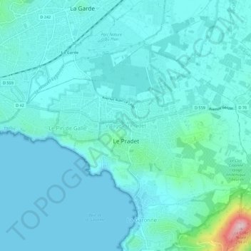 Mappa topografica Village du Pradet, altitudine, rilievo