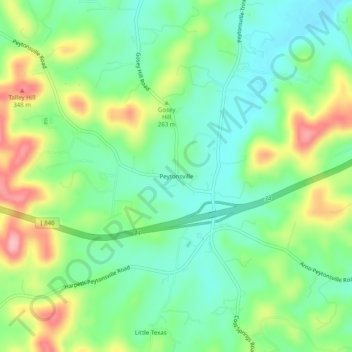 Mappa topografica Peytonsville, altitudine, rilievo