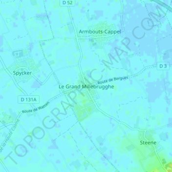 Mappa topografica Le Grand Millebrugghe, altitudine, rilievo