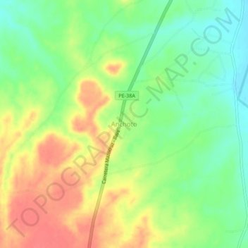 Mappa topografica Anchoto, altitudine, rilievo